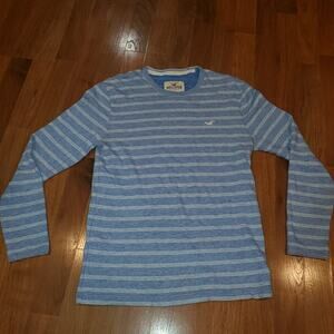 Hollister Blue Striped Long Sleeve Crewneck Shirt Size M